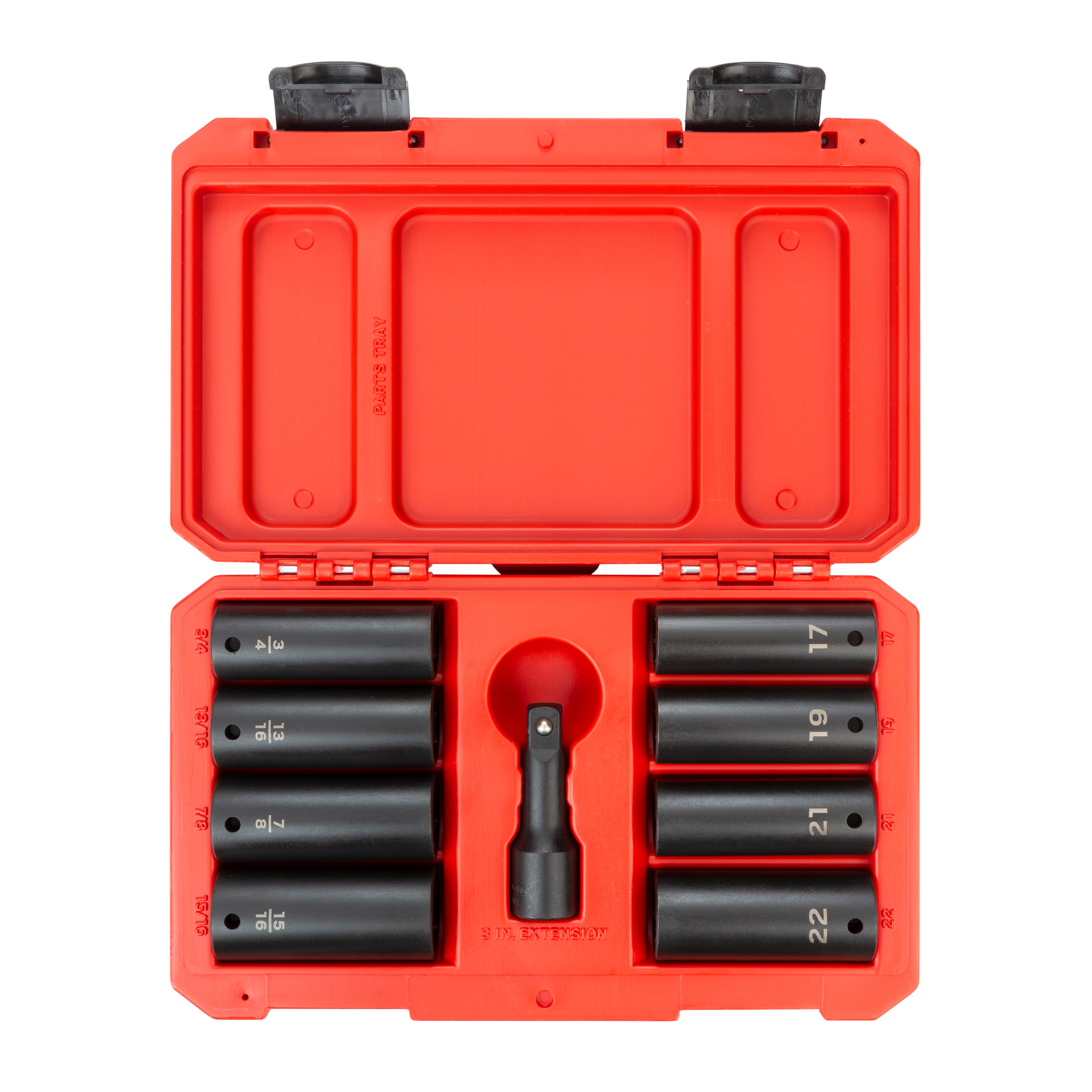 TEKTON 1/2 Inch Drive Deep Impact Lug Nut Socket Set with Case, 9-Piece (3/4 - 15/16 in., 17 - 22 mm) | SID92415